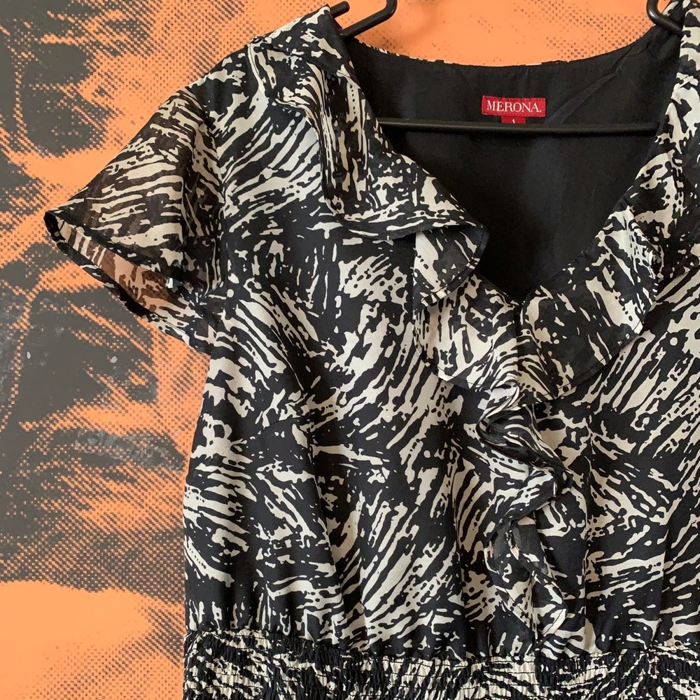 Merona Chiffon Lined Abstract Print Dress Plus Size 1